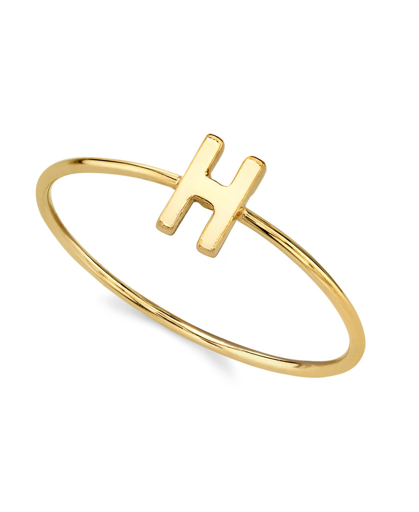 14K Gold Dipped Initial Monogram Letter Ring Size 7 (H)