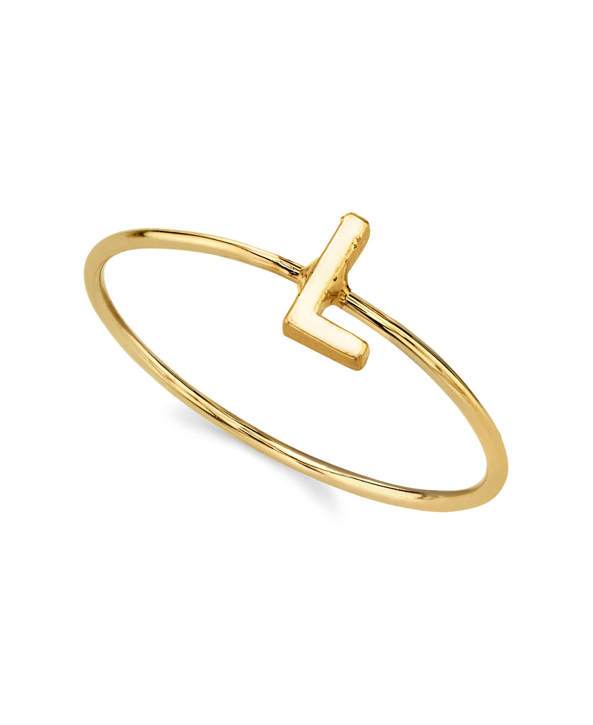 14K Gold Dipped Initial Monogram Letter Ring Size 7 (L)