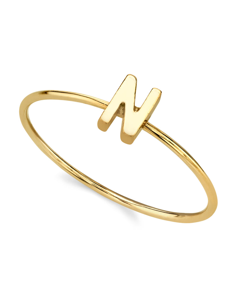 14K Gold Dipped Initial Monogram Letter Ring Size 7 (N)