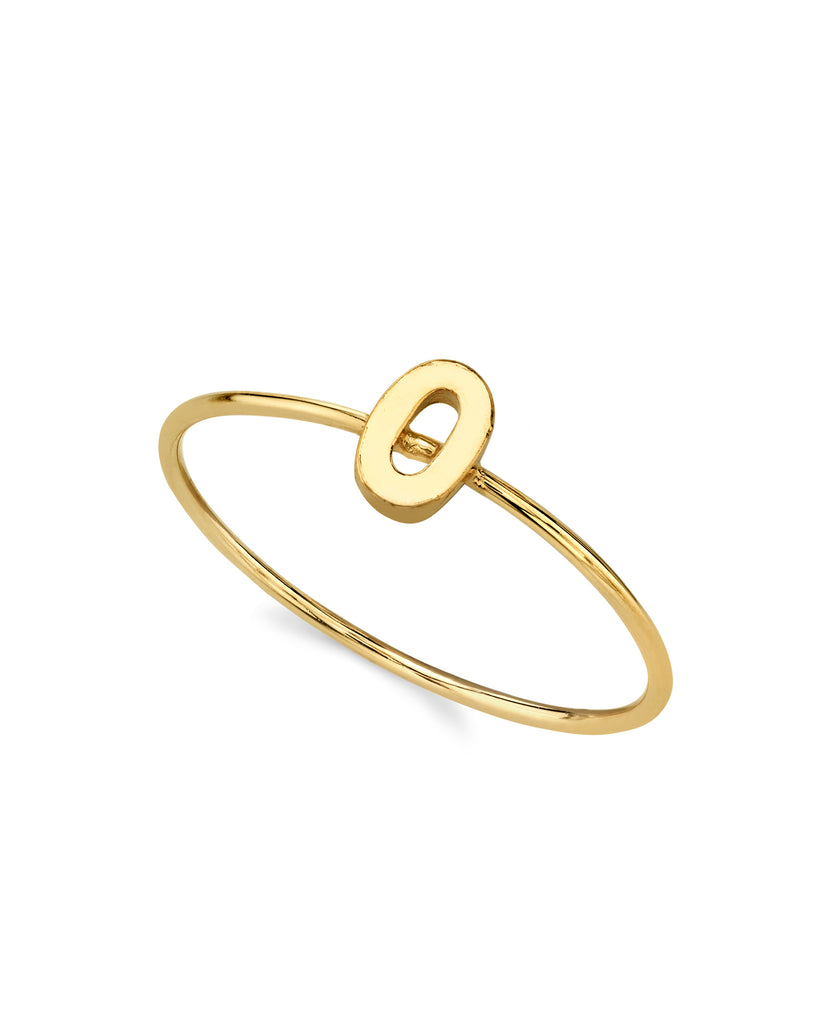14K Gold Dipped Initial Monogram Letter Ring Size 7 (O)