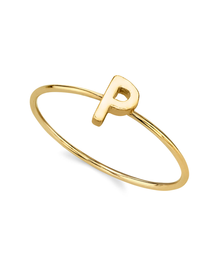 14K Gold Dipped Initial Monogram Letter Ring Size 7 (P)