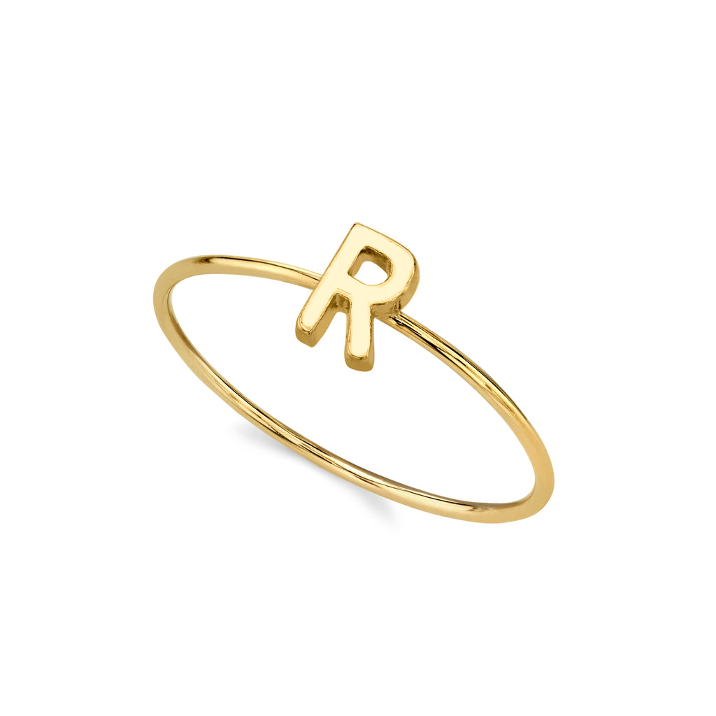 14K Gold Dipped Initial Monogram Letter Ring Size 7 (R)