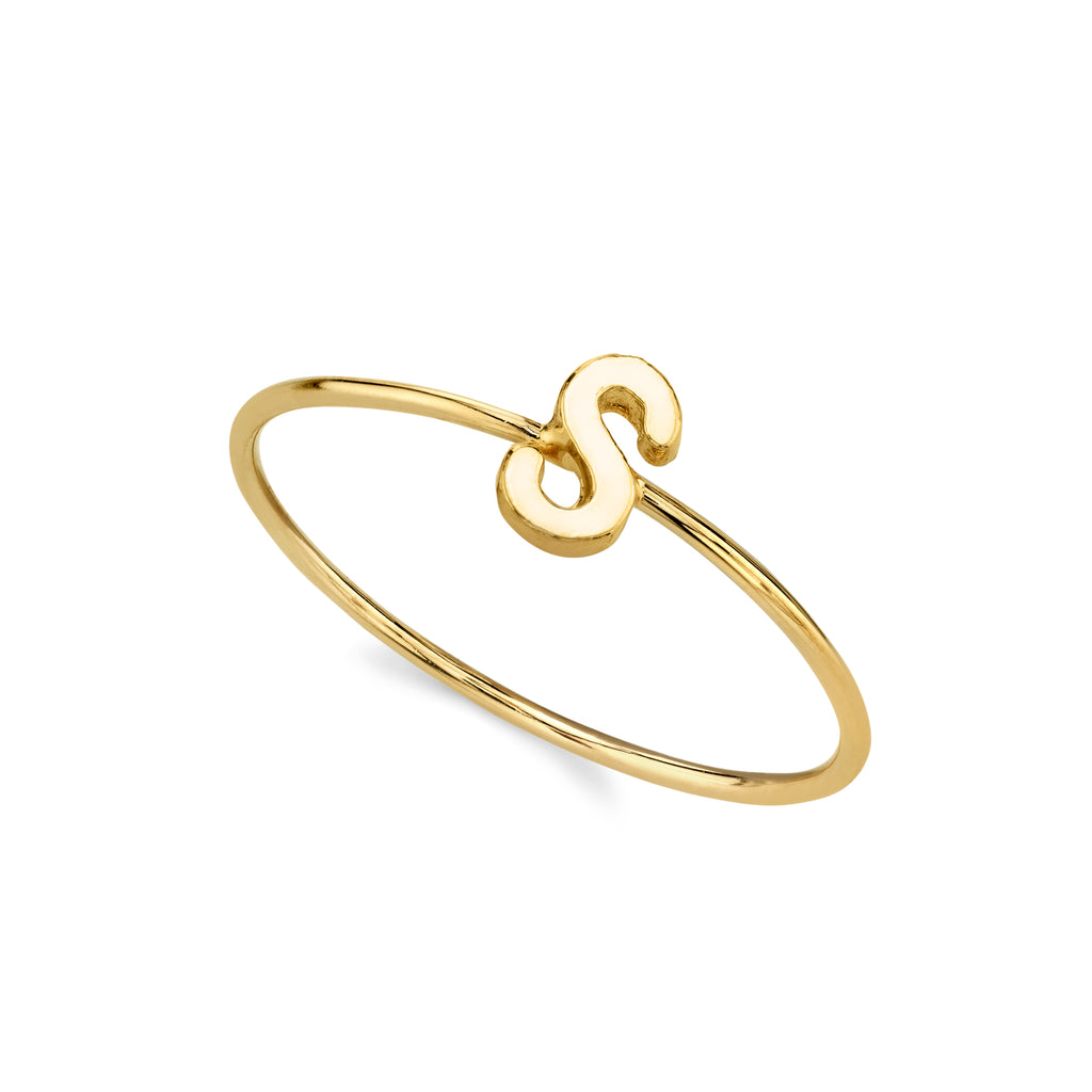 14K Gold Dipped Initial Monogram Letter Ring Size 7 (S)