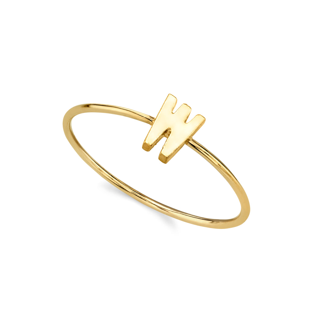 14K Gold Dipped Initial Monogram Letter Ring Size 7 (W)