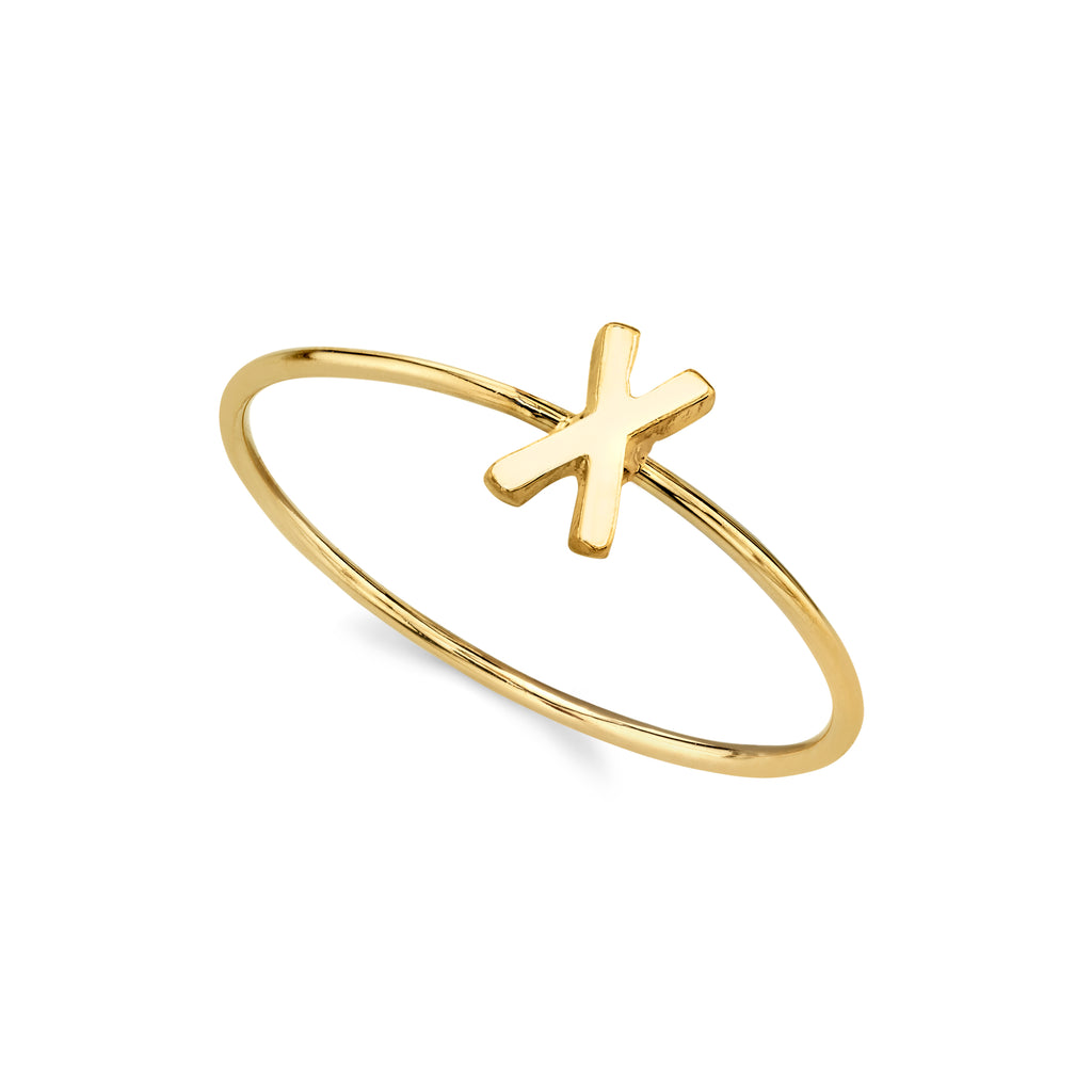 14K Gold Dipped Initial Monogram Letter Ring Size 7 (X)
