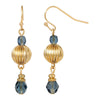 1928 Jewelry Round Corrugated & Montana Blue Bead Dangle Earrings