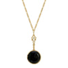 1928 Jewelry Deco Black Faceted Stone Pendant Necklace 28