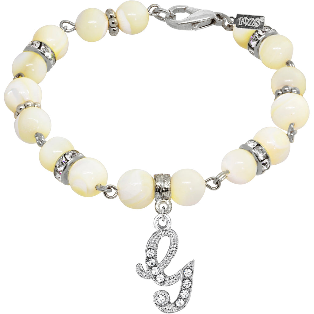 Mother Of Pearl Crystal Initial Bracelet Letter G