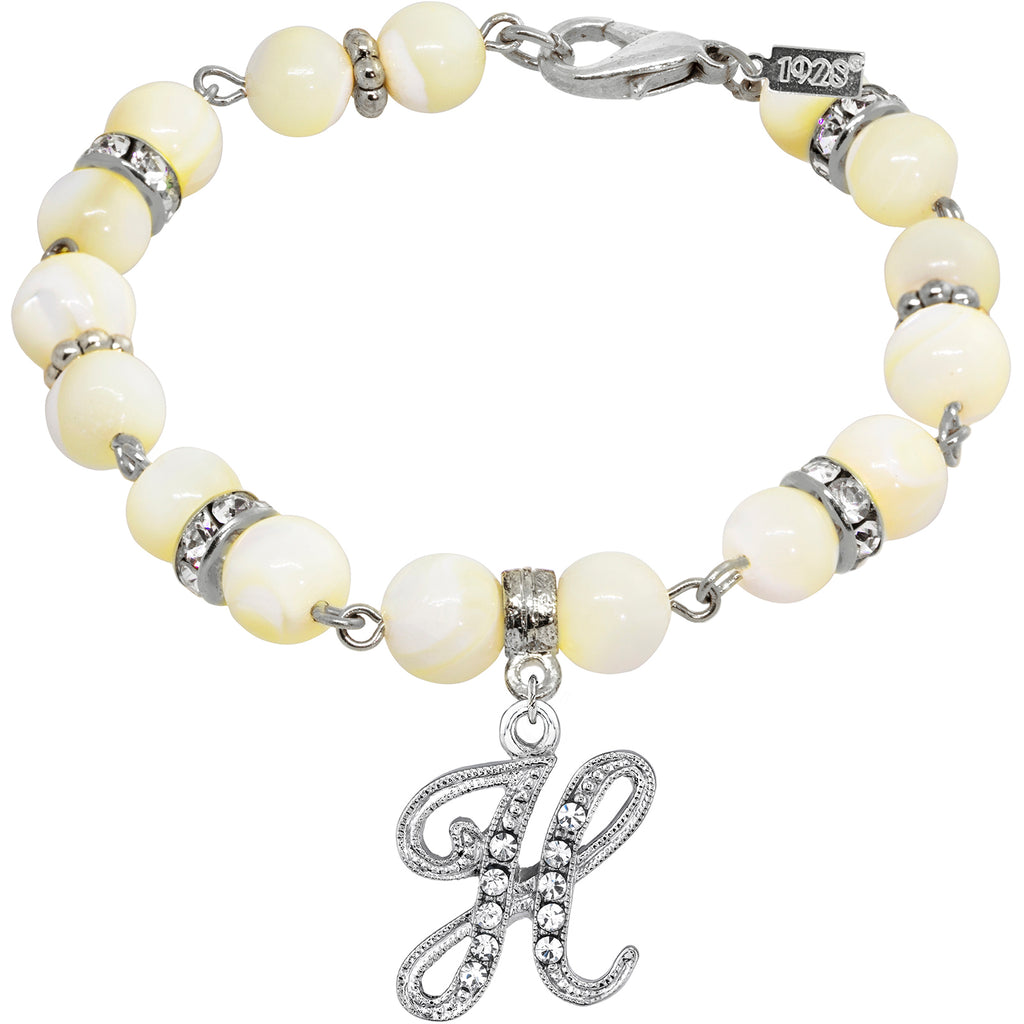 Mother Of Pearl Crystal Initial Bracelet Letter H
