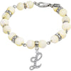 1928 Jewelry Mother Of Pearl Crystal Initial Charm Bracelet