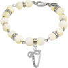 1928 Jewelry Mother Of Pearl Crystal Initial Charm Bracelet