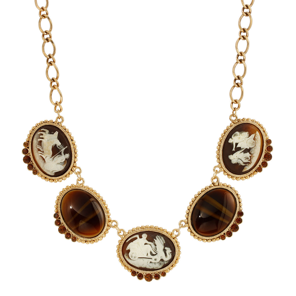 Roman Chariots Gala Cameo Necklace 16" + 3" Extender