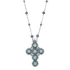 Symbols Of Faith Montana Blue Crystal Channel Cross Pendant Necklace 28