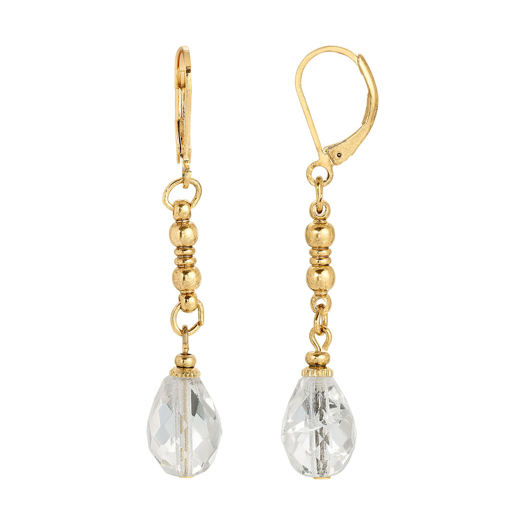 Crystal Clear Euro Fire Polished Crystal Linear Earrings