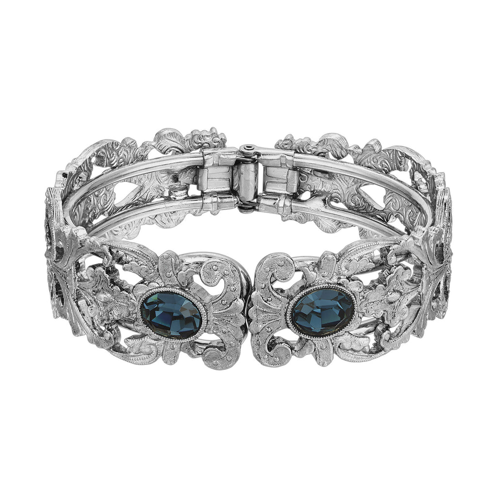 Vienna European Crystal Hinge Bracelet Montana Blue