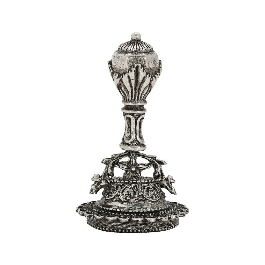 Standing Antiqued Pewter Flower And Vase Wax Stamp