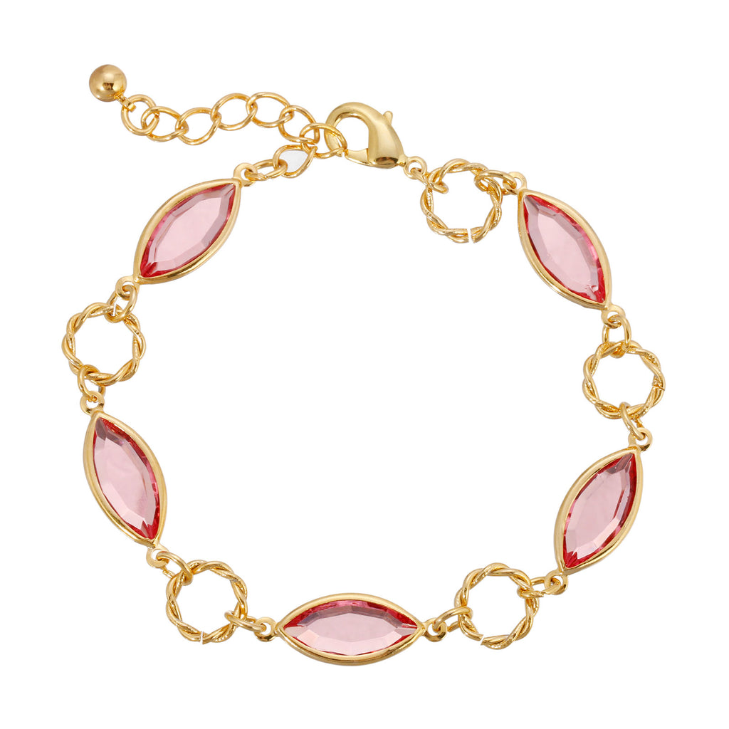 Light Rose Pink Austrian Round Link Bracelet