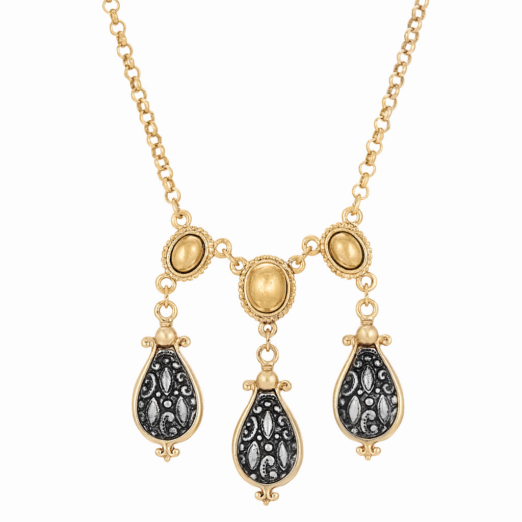 Antioch Teardrop Gold Stone Necklace 16" + 3" Extender