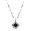 1928 Jewelry Belladonna Black Glass Stone Filigree Pendant Necklace 18