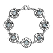 Star Disk Light Sapphire Channel Crystal Link Bracelet, 7.25"L