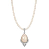 1928 Jewelry Teardrop Faux Pearl Crystal Accent 4mm Pearl Strand Pendant Necklace 16