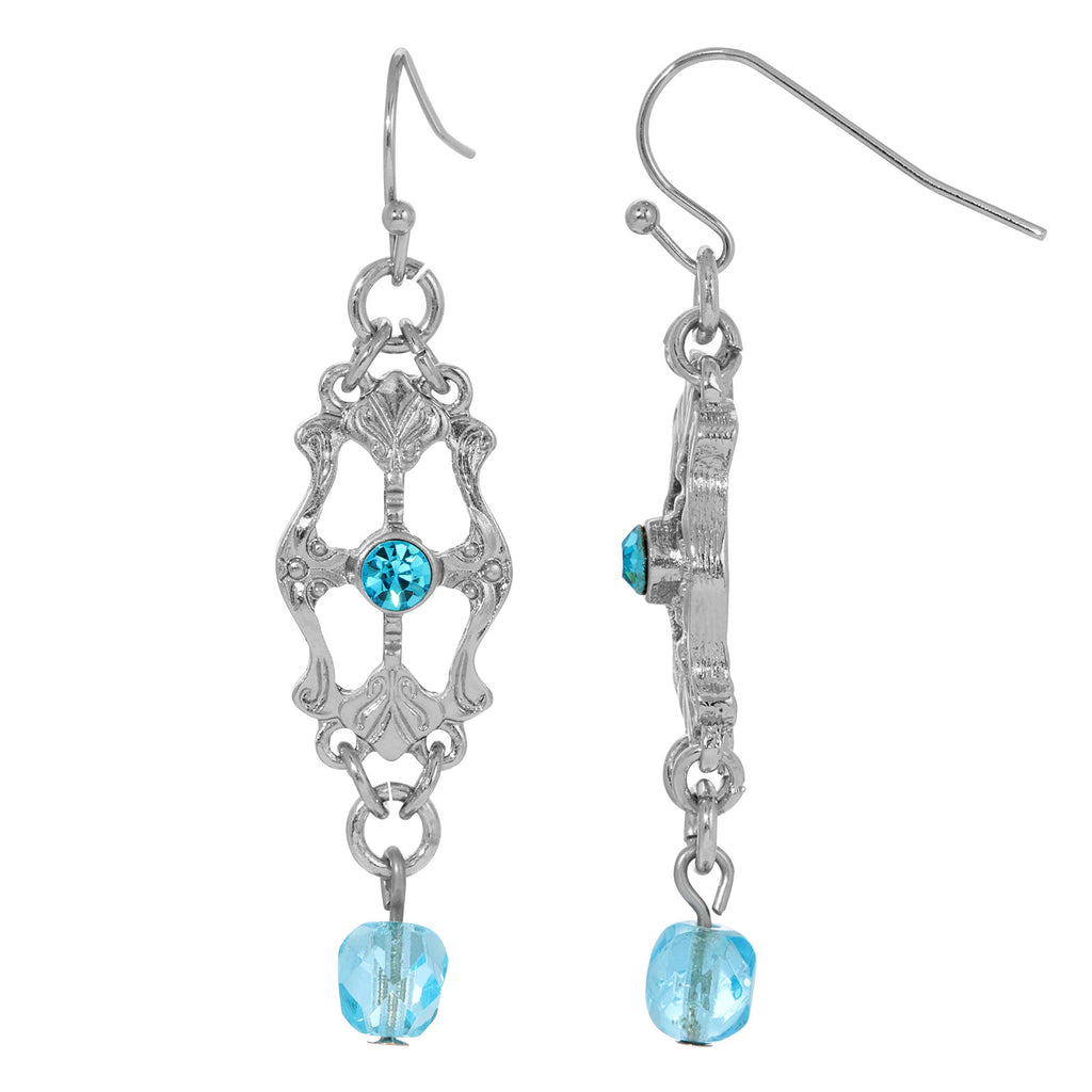 Deco Flare Light Blue Crystal Drop Earrings