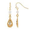 1928 Jewelry Teardrop Crystal Accent Faux Pearl Dangle Earrings