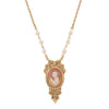 1928 Jewelry Victorian Reflections Carnelian & Ivory Cameo Faux Pearl Accent Necklace 18
