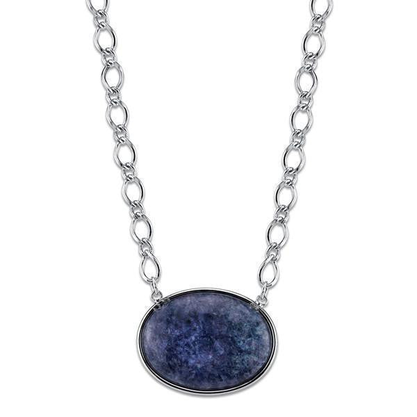 Blue Sodalite Semi Precious Oval Stone Necklace
