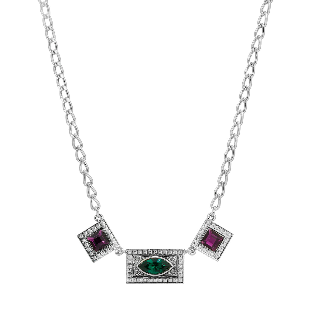 Vivida Multi Austrian Crystal Drop Necklace 16" + 3" Extender
