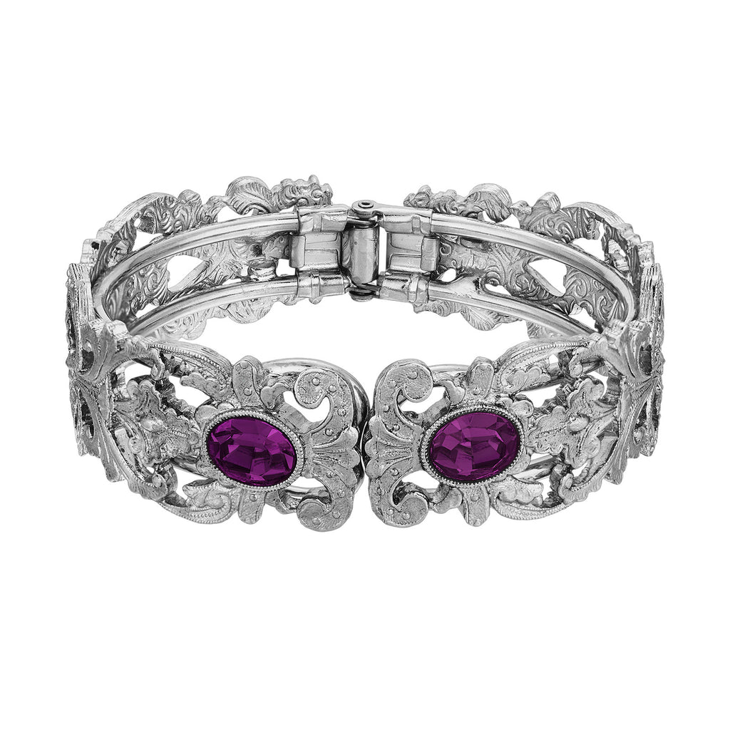 Vienna European Crystal Hinge Bracelet Amethyst Purple