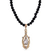 1928 Jewelry Minuit Black Glass Strand Bead Crystal Pendant Necklace 15
