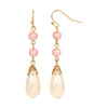 1928 Jewelry Rosabella Raspberry & Champagne Teardrop Faux Pearl Linear Earrings