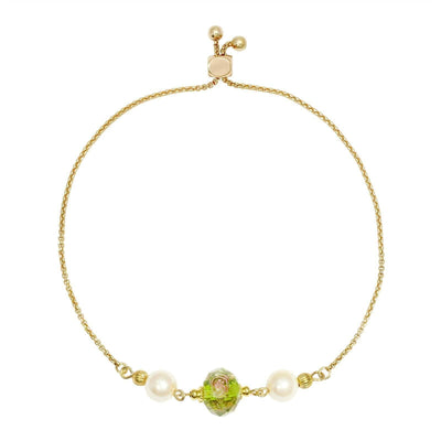 1928 Jewelry Bel Fiore Pink Glass Bead Faux Pearl Adjustable Bracelet