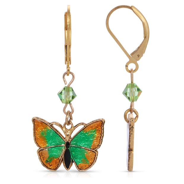 Metamorphic Butterfly Peridot Crystal Drop Earrings