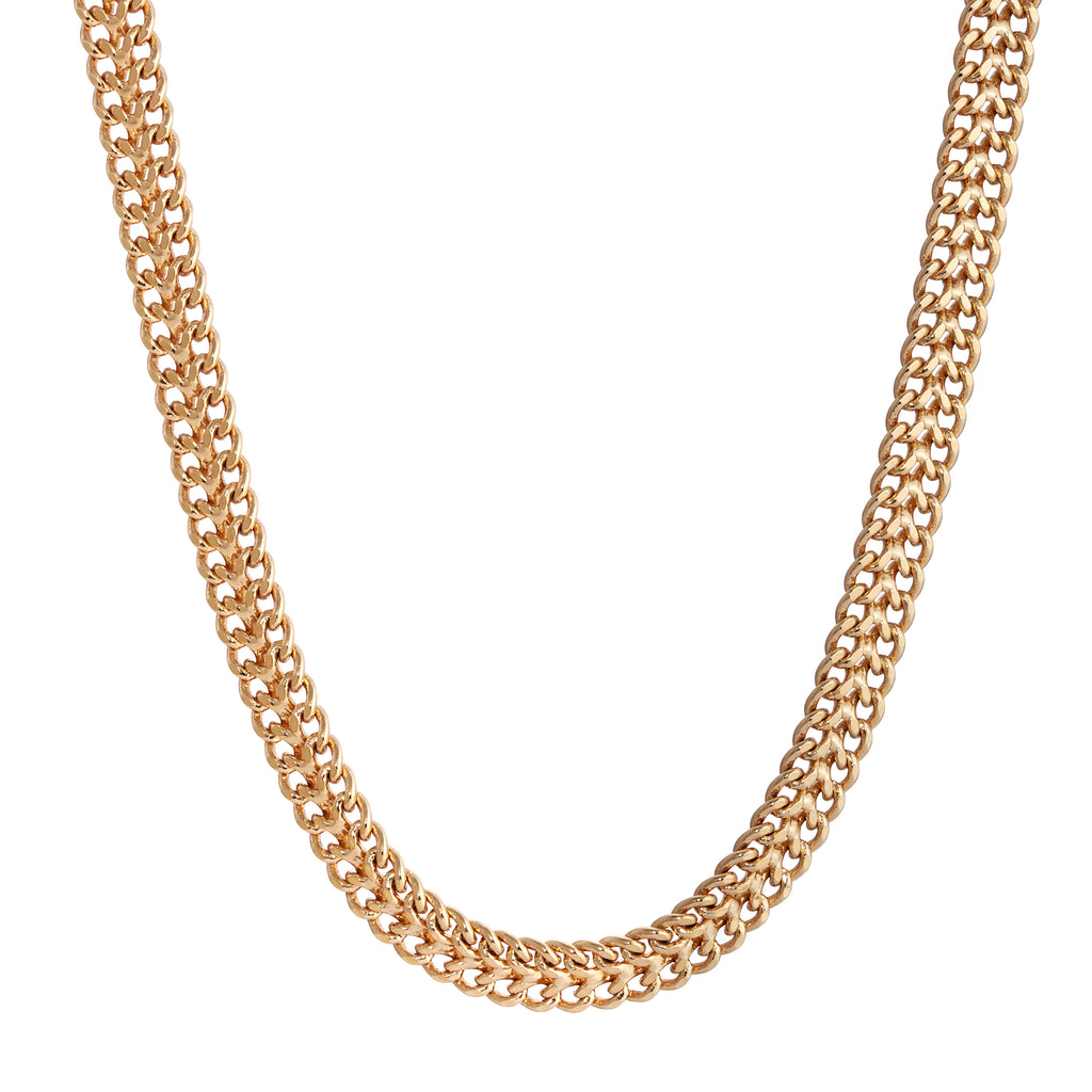 Double Curb Chain Necklace 17 Inches 