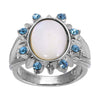 1928 Jewelry Aquamarine Crystal Crystal Mother Of Pearl Ring Size 7