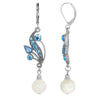1928 Jewelry Aquamarine Crystal Mother Of Pearl Dangle Earrings