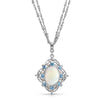 1928 Jewelry Aquamarine Crystal Mother Of Pearl Filigree Pendant Necklace 16