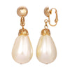 1928 Jewelry Faux Pearl Teardrop Clip On Earrings