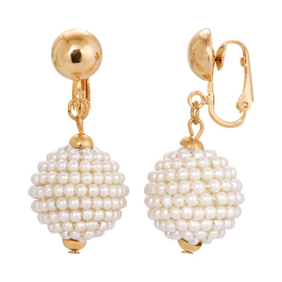Seeded Faux Pearl Ball Clip On Earrings
