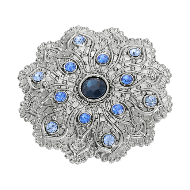 1928 Jewelry Imperial Silver Tone Flower Crystal Brooch