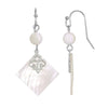 1928 Jewelry Mother of Pearl Shell & Bead Dangle Earrings