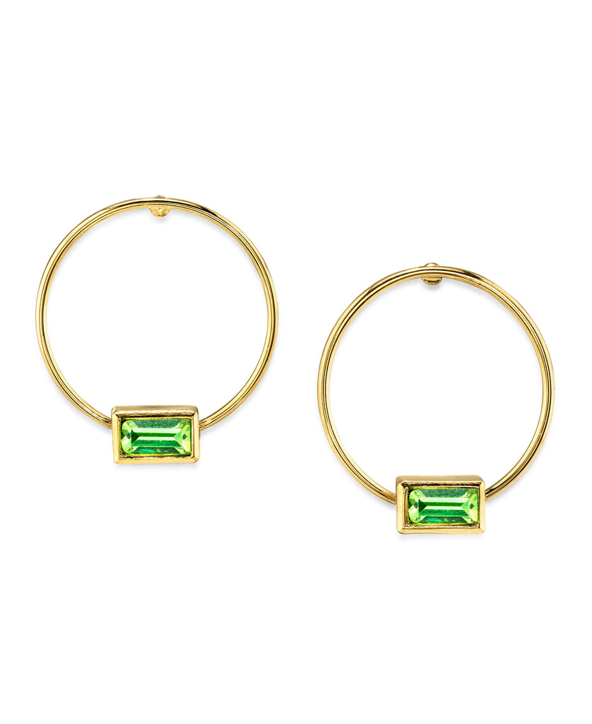 14K Gold Dipped Minimalist Rectangle Crystal Hoop Earrings