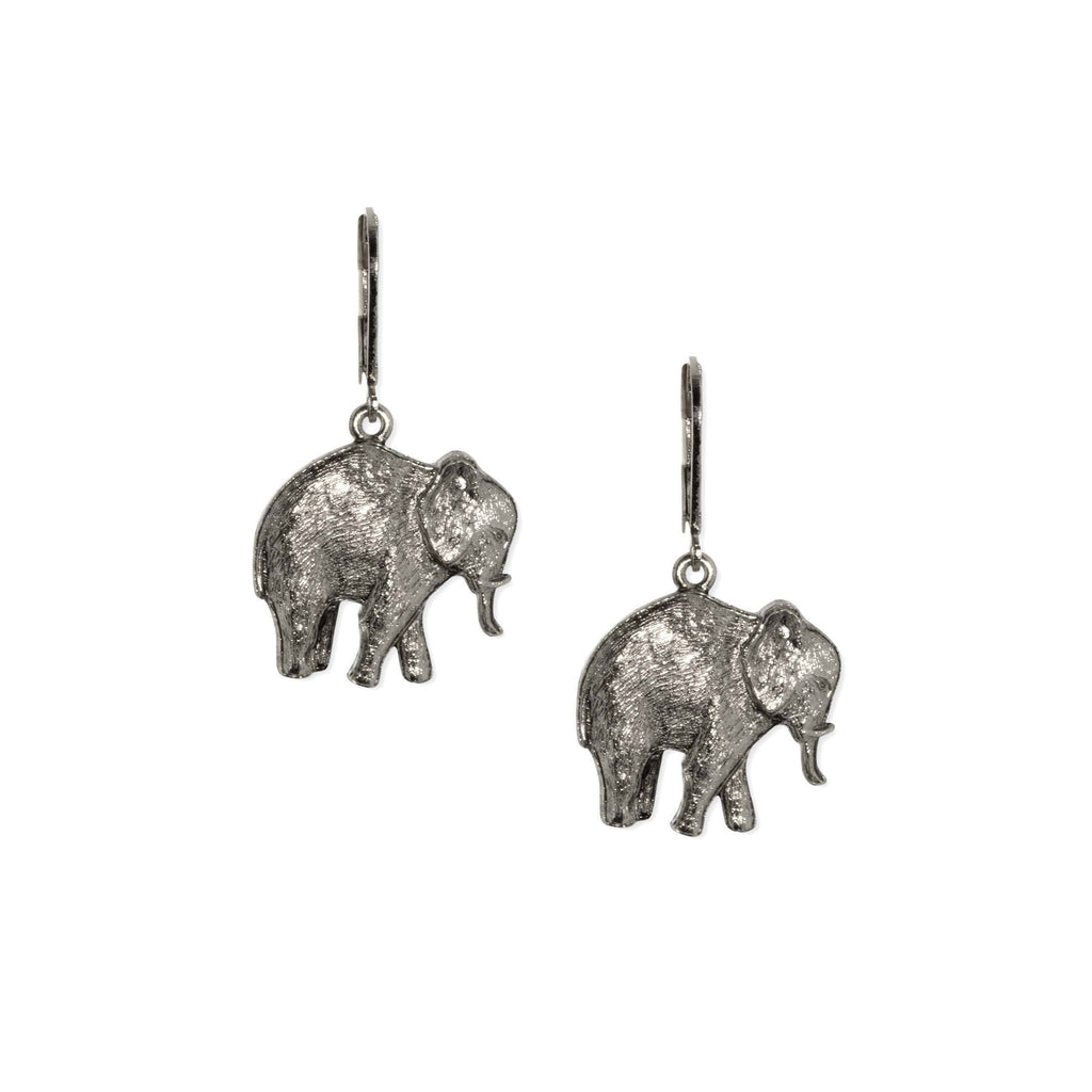 Pewter Elephant Drop Earrings