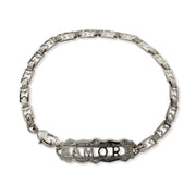 Pewter  Amor   Chain Bracelet