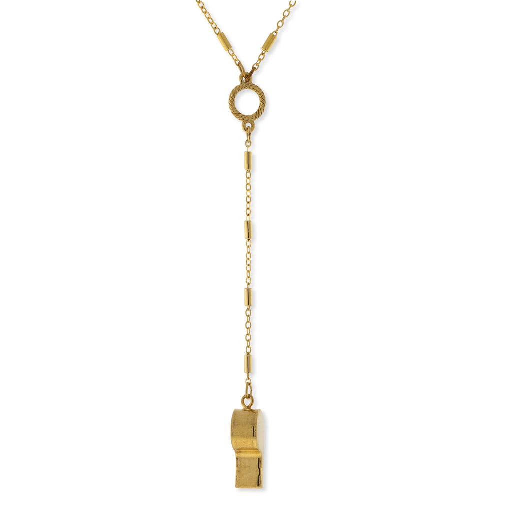 Gold Tone Whistle Y Necklace 18