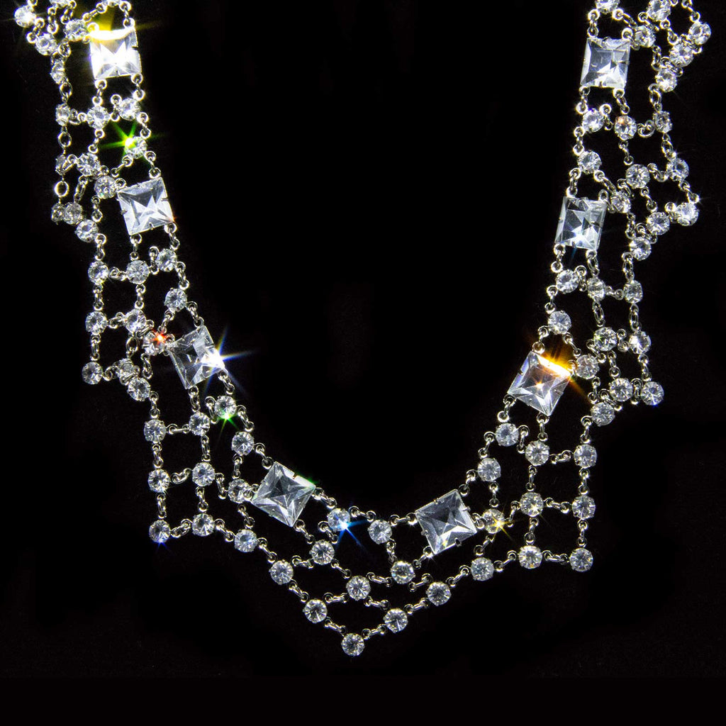 Vintage Austrian Crystal Collar Necklace 12" + 3" Extender