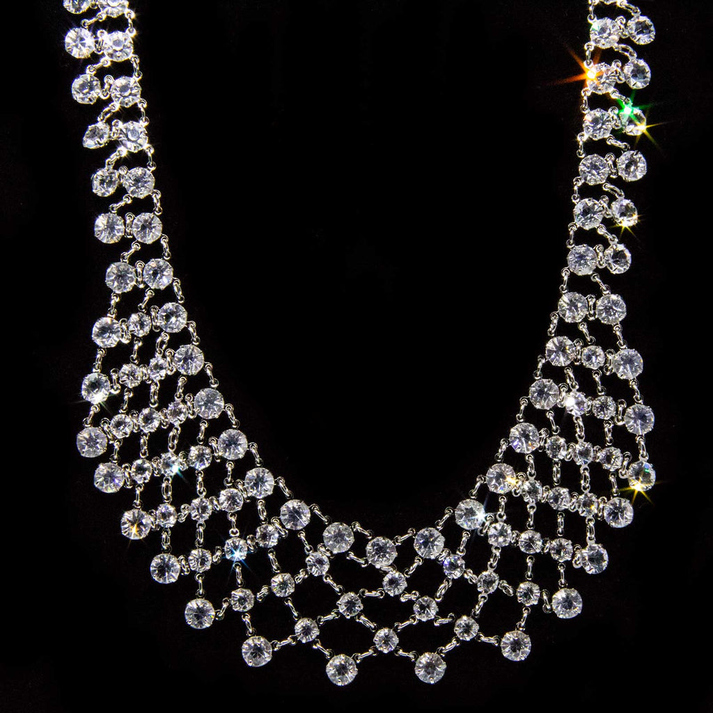 Vintage Austrian Crystal Collar Necklace 15" Chain