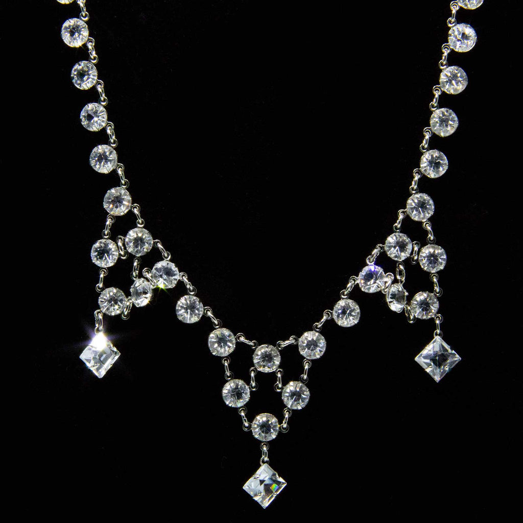 Vintage Austrian Crystal Drop Necklace 14"